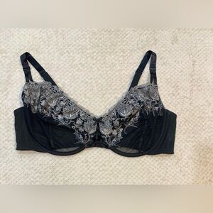 Cacique Modern Lace Full Coverage Bra Underwire Black Size 46DD